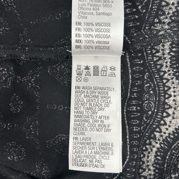 Roxy Brilliant Sky long sleeved mini dress boho bell sleeve Black & White size M - Picture 4 of 11